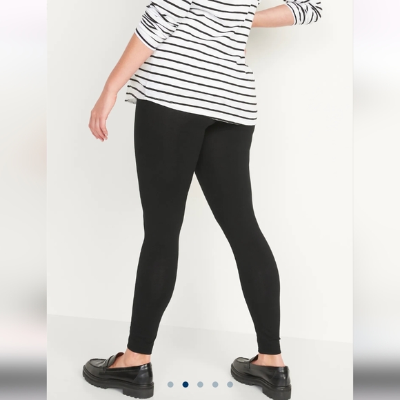 Old Navy Maternity Medium Black Jersey Knit Leggings Full Panel Pants Stretchy - Picture 3 of 8